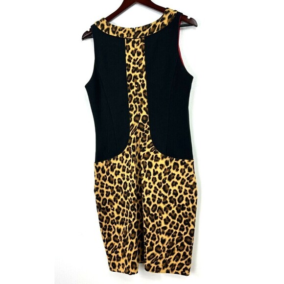 MD NY Women Sz 12 Dress Sleeveless Sheath Bodycon Leopard Print Black Side Panel - Picture 6 of 12